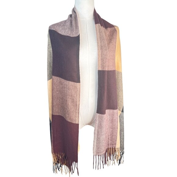 2/$30 Large Plaid Shawl Scarf With Tassels Soft & Warm Design For Women - Picture 7 of 9